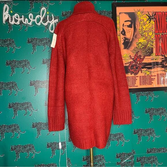 NWT Abercrombie & Fitch Oversized Red Knit Turtle Neck Sweater Size M - Picture 4 of 11